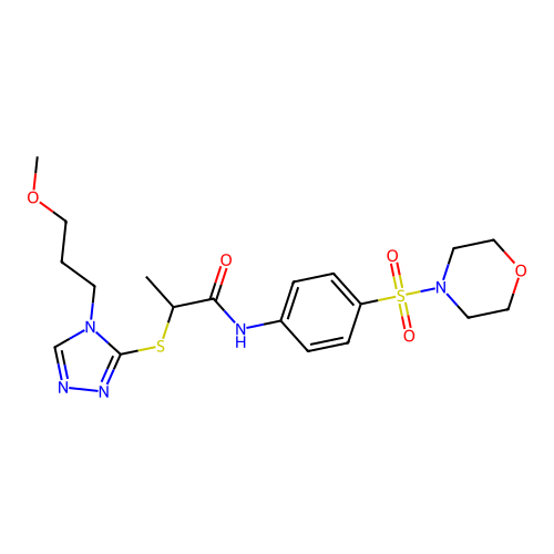 2-[[4-(3-methoxypropyl)-1,2,4-triazol-3-yl]sulfanyl]-N-(4-morpholin-4-ylsulfonylphenyl)propanamide structure