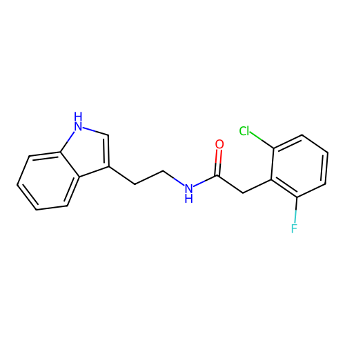 2-(2-chloro-6-fluorophenyl)-N-[2-(1H-indol-3-yl)ethyl]acetamide structure