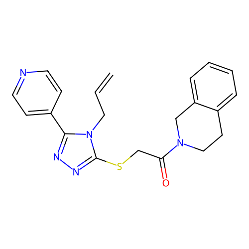 1-(3,4-dihydro-1H-isoquinolin-2-yl)-2-[(4-prop-2-enyl-5-pyridin-4-yl-1,2,4-triazol-3-yl)sulfanyl]ethanone structure