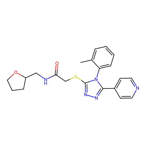 2-[[4-(2-methylphenyl)-5-pyridin-4-yl-1,2,4-triazol-3-yl]sulfanyl]-N-(oxolan-2-ylmethyl)acetamide structure