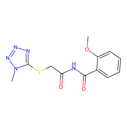 2-methoxy-N-[2-(1-methyltetrazol-5-yl)sulfanylacetyl]benzamide structure