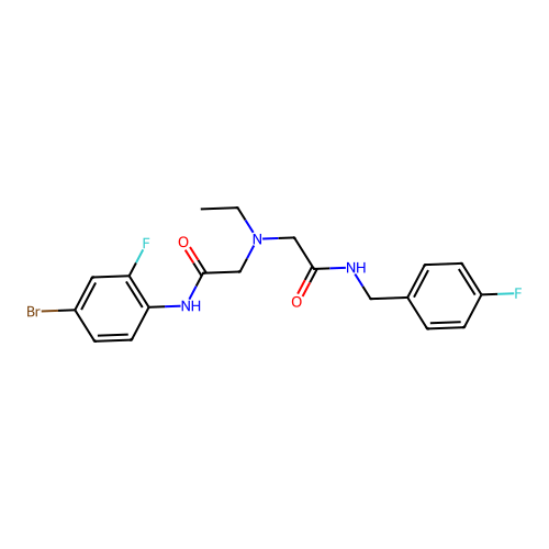 2-[[2-(4-bromo-2-fluoroanilino)-2-oxoethyl]-ethylamino]-N-[(4-fluorophenyl)methyl]acetamide structure