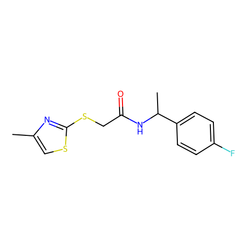 N-[1-(4-fluorophenyl)ethyl]-2-[(4-methyl-1,3-thiazol-2-yl)sulfanyl]acetamide structure