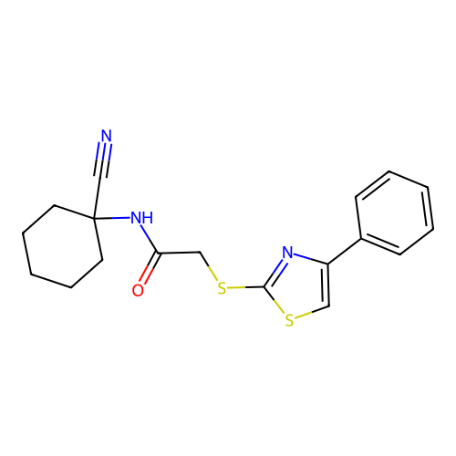 N-(1-cyanocyclohexyl)-2-[(4-phenyl-1,3-thiazol-2-yl)sulfanyl]acetamide structure