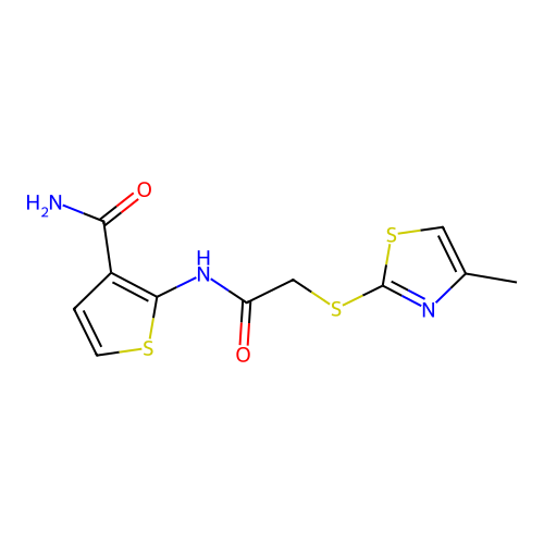 2-[[2-[(4-Methyl-1,3-thiazol-2-yl)sulfanyl]acetyl]amino]thiophene-3-carboxamide structure
