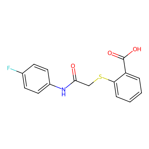 2-({[(4-Fluorophenyl)carbamoyl]methyl}sulfanyl)benzoic acid structure