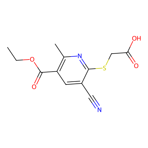 2-{[3-Cyano-5-(ethoxycarbonyl)-6-methylpyridin-2-yl]sulfanyl}acetic acid structure