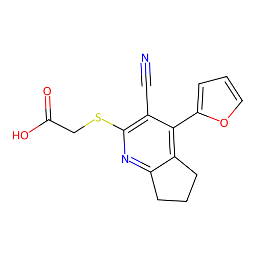 2-{[3-cyano-4-(furan-2-yl)-5H,6H,7H-cyclopenta[b]pyridin-2-yl]sulfanyl}acetic acid structure