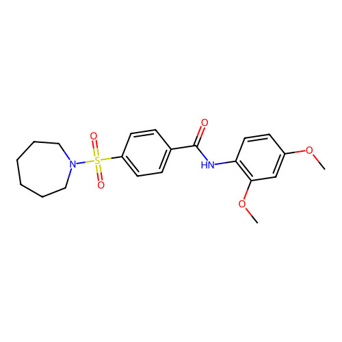 4-(azepan-1-ylsulfonyl)-N-(2,4-dimethoxyphenyl)benzamide structure