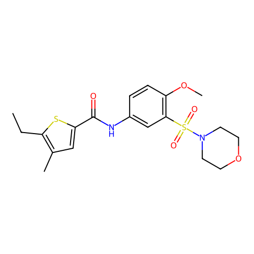 5-ethyl-N-(4-methoxy-3-morpholin-4-ylsulfonylphenyl)-4-methylthiophene-2-carboxamide structure