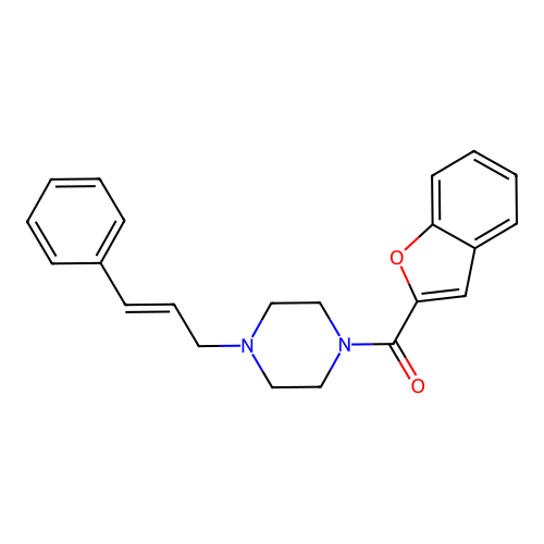 1-benzofuran-2-yl-[4-[(E)-3-phenylprop-2-enyl]piperazin-1-yl]methanone structure
