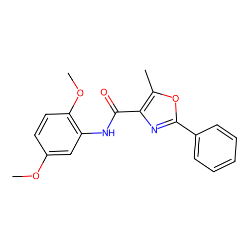 N-(2,5-dimethoxyphenyl)-5-methyl-2-phenyl-1,3-oxazole-4-carboxamide structure