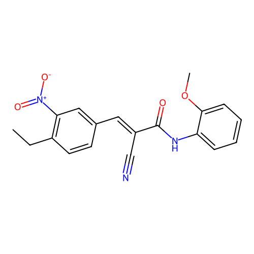 2-cyano-3-(4-ethyl-3-nitrophenyl)-N-(2-methoxyphenyl)prop-2-enamide structure
