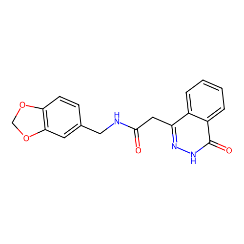N-(1,3-benzodioxol-5-ylmethyl)-2-(4-hydroxyphthalazin-1-yl)acetamide structure