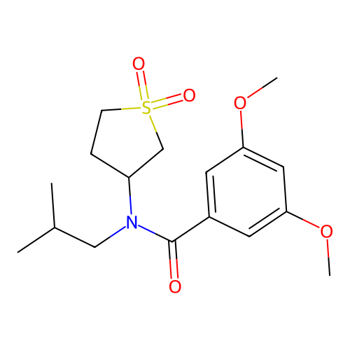 N-(1,1-dioxo-1lambda6-thiolan-3-yl)-3,5-dimethoxy-N-(2-methylpropyl)benzamide structure