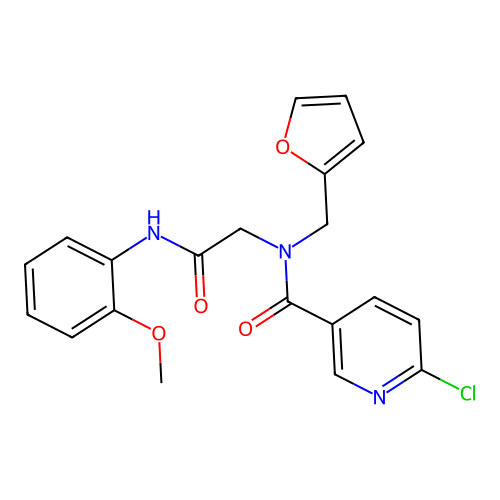 2-[1-(6-chloropyridin-3-yl)-N-[(furan-2-yl)methyl]formamido]-N-(2-methoxyphenyl)acetamide structure