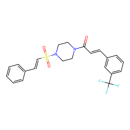 1-[4-(2-phenylethenesulfonyl)piperazin-1-yl]-3-[3-(trifluoromethyl)phenyl]prop-2-en-1-one structure