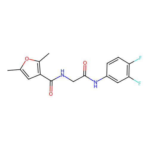 N-[2-(3,4-difluoroanilino)-2-oxoethyl]-2,5-dimethylfuran-3-carboxamide structure