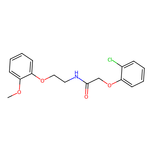 2-(2-chlorophenoxy)-N-[2-(2-methoxyphenoxy)ethyl]acetamide structure