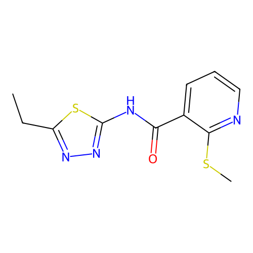 N-(5-ethyl-1,3,4-thiadiazol-2-yl)-2-methylsulfanylpyridine-3-carboxamide structure