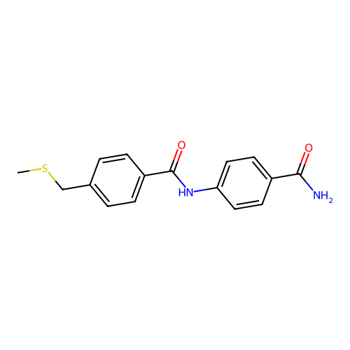 N-(4-carbamoylphenyl)-4-(methylsulfanylmethyl)benzamide structure