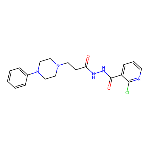 N'-(2-chloropyridine-3-carbonyl)-3-(4-phenylpiperazin-1-yl)propanehydrazide structure