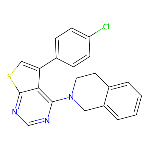 2-[5-(4-Chlorophenyl)thieno[2,3-d]pyrimidin-4-yl]-1,2,3,4-tetrahydroisoquinoline structure