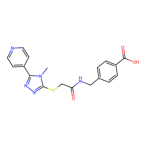 4-[(2-{[4-methyl-5-(pyridin-4-yl)-4H-1,2,4-triazol-3-yl]sulfanyl}acetamido)methyl]benzoic acid structure