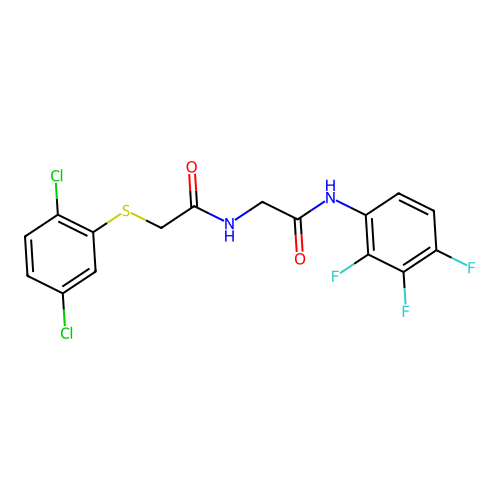 2-[[2-(2,5-dichlorophenyl)sulfanylacetyl]amino]-N-(2,3,4-trifluorophenyl)acetamide structure