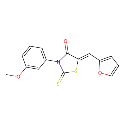 (Z)-5-(furan-2-ylmethylene)-3-(3-methoxyphenyl)-2-thioxothiazolidin-4-one structure