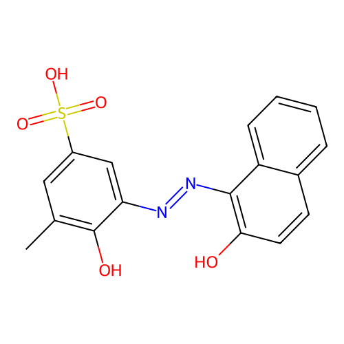 4-Hydroxy-3-((2-hydroxy-1-naphthyl)azo)-5-methylbenzenesulphonic acid structure