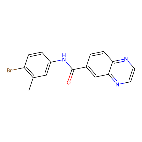 N-(4-bromo-3-methylphenyl)quinoxaline-6-carboxamide structure