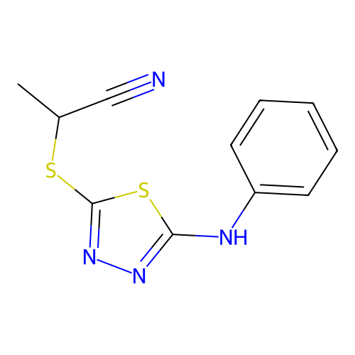 2-[(5-Anilino-1,3,4-thiadiazol-2-yl)sulfanyl]propanenitrile structure