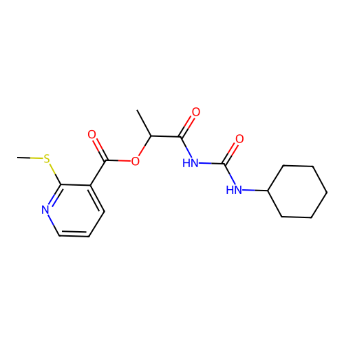 1-(3-Cyclohexylureido)-1-oxopropan-2-yl 2-(methylthio)nicotinate structure