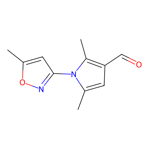 2,5-dimethyl-1-(5-methyl-1,2-oxazol-3-yl)-1H-pyrrole-3-carbaldehyde structure