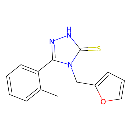 4-(furan-2-ylmethyl)-5-(2-methylphenyl)-4H-1,2,4-triazole-3-thiol structure