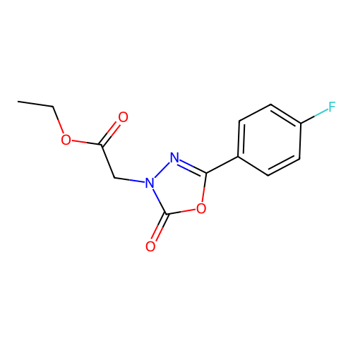 Ethyl 2-(5-(4-fluorophenyl)-2-oxo-1,3,4-oxadiazol-3(2H)-yl)acetate structure