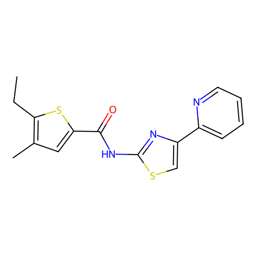 5-ethyl-4-methyl-N-(4-pyridin-2-yl-1,3-thiazol-2-yl)thiophene-2-carboxamide structure