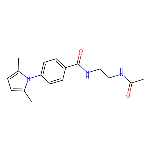 N-(2-acetamidoethyl)-4-(2,5-dimethylpyrrol-1-yl)benzamide structure