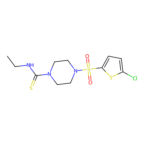 4-(5-chlorothiophen-2-yl)sulfonyl-N-ethylpiperazine-1-carbothioamide structure