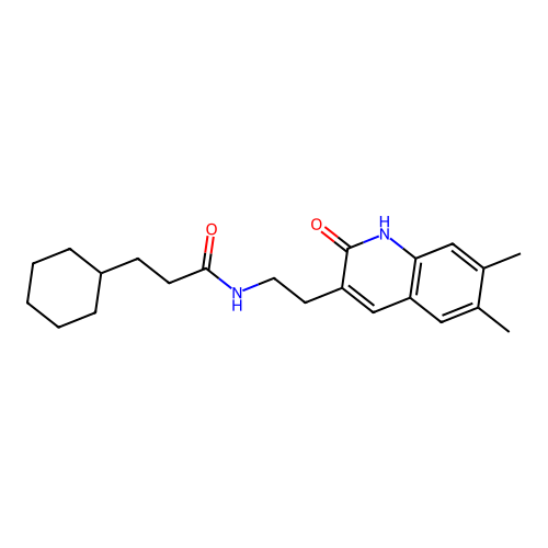 3-cyclohexyl-N-[2-(6,7-dimethyl-2-oxo-1H-quinolin-3-yl)ethyl]propanamide structure