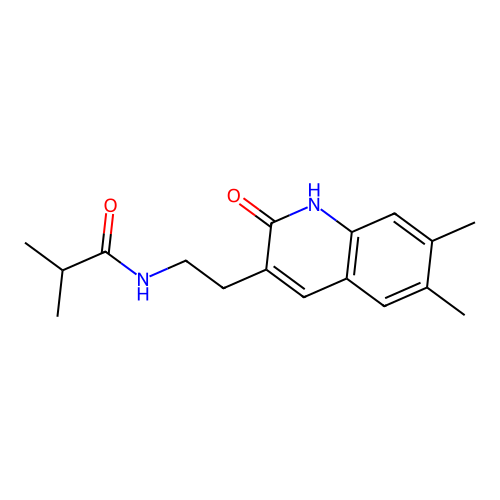 N-(2-(6,7-dimethyl-2-oxo-1,2-dihydroquinolin-3-yl)ethyl)isobutyramide structure