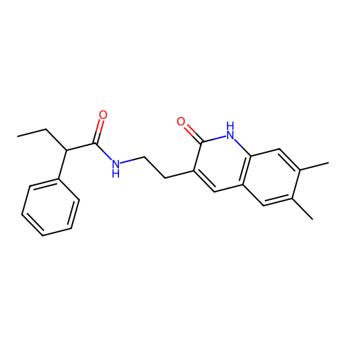 N-(2-(6,7-dimethyl-2-oxo-1,2-dihydroquinolin-3-yl)ethyl)-2-phenylbutanamide structure