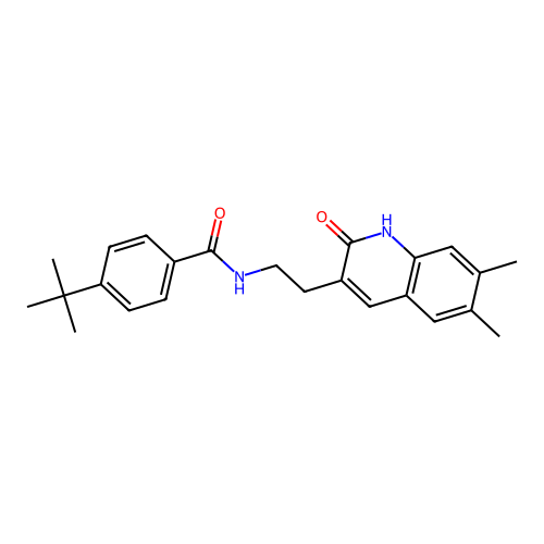 4-tert-butyl-N-[2-(6,7-dimethyl-2-oxo-1H-quinolin-3-yl)ethyl]benzamide structure