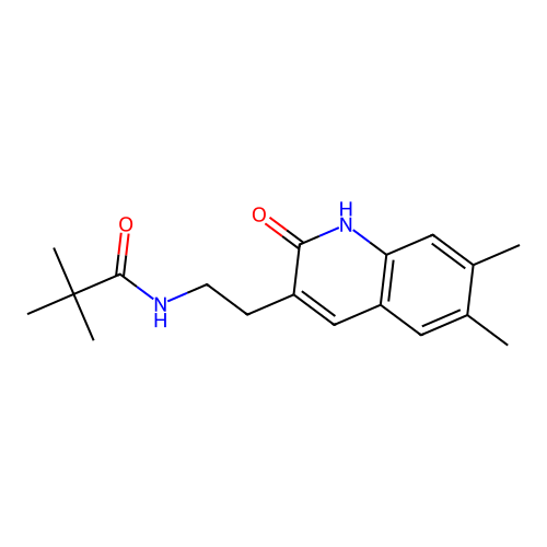 N-(2-(6,7-dimethyl-2-oxo-1,2-dihydroquinolin-3-yl)ethyl)pivalamide structure