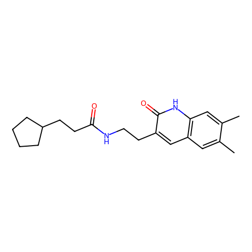 3-cyclopentyl-N-[2-(6,7-dimethyl-2-oxo-1H-quinolin-3-yl)ethyl]propanamide structure