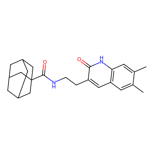N-[2-(6,7-dimethyl-2-oxo-1H-quinolin-3-yl)ethyl]adamantane-1-carboxamide structure