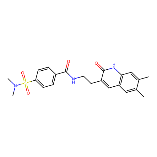 N-[2-(6,7-dimethyl-2-oxo-1H-quinolin-3-yl)ethyl]-4-(dimethylsulfamoyl)benzamide structure