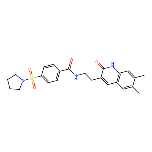 N-[2-(6,7-dimethyl-2-oxo-1H-quinolin-3-yl)ethyl]-4-pyrrolidin-1-ylsulfonylbenzamide structure