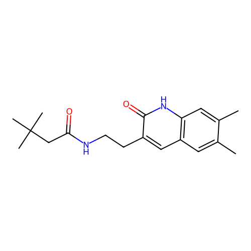 N-(2-(6,7-dimethyl-2-oxo-1,2-dihydroquinolin-3-yl)ethyl)-3,3-dimethylbutanamide structure